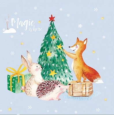 Серветки столові Silken Новий рік у лісі 33х33 см 16 шт.