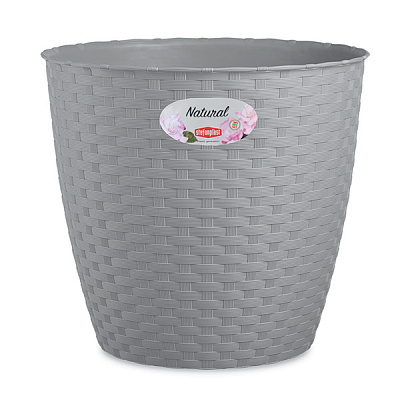 Вазон пластиковий Stefanplast Natural круглий 12,5 л сірий (73846)