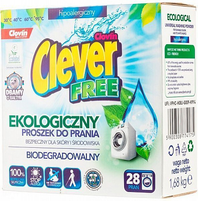 Стиральный порошок для машинной стирки CLEVER FREE 1,68 кг