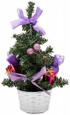 Ялинка штучна прикрашена 25 см 471317 фіолетовий