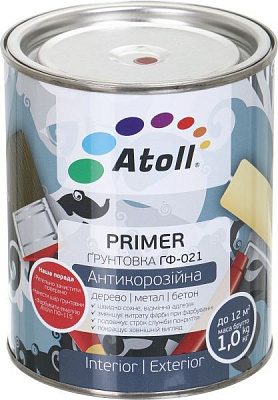 Ґрунтовка Atoll антикорозійна ГФ-021 червоно-коричневий мат 0,9кг