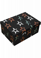 Коробка подарункова прямокутна чорна з зірками 111020877 31х23 см