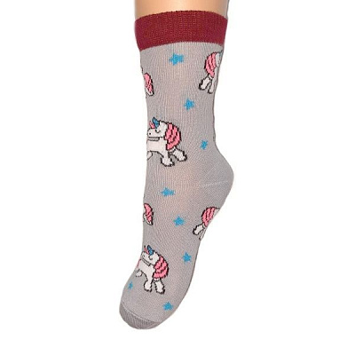 Комплект шкарпеток Molly Лама + Єдиноріг бордовий бортик р.20–22 сірий