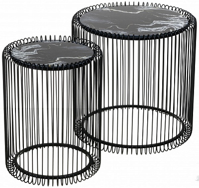 Стол журнальный KARE Design Wire Marble черный 46х45х45 см 