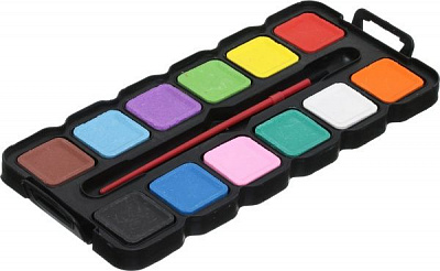 Краски акварельные 12 кольорів із пензликом VGR