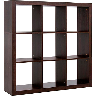 Стелаж двосторонній Inteo Кубус МІКС 3x3 1146x1146x290 мм венге