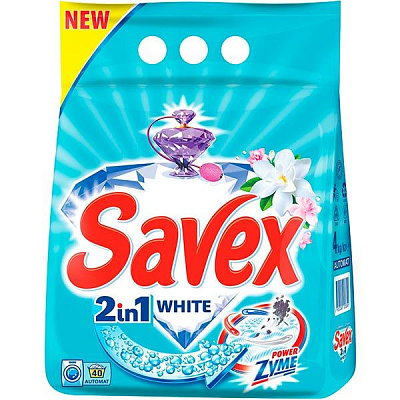 Пральний порошок Savex PowerZyme 2in1 White 4 кг
