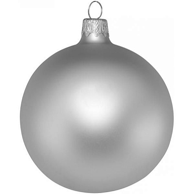 Шарик новогодний серебяный матовый 80 мм