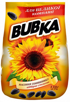 Насіння соняшника TM BUBKA відбірне смажене 130 г