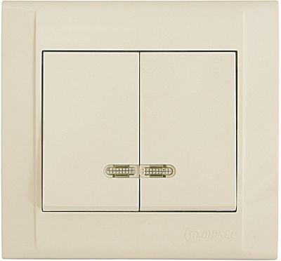 Вимикач двоклавішний Makel Defne з підсвіткою кремовий 42010023
