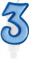 Свеча для торта Partydeco цифра 3 голубая 7 см (SCU1-3-001)