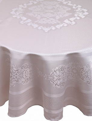 Скатертина Caramel овальна жаккард пано 160x220 см сірий Karna