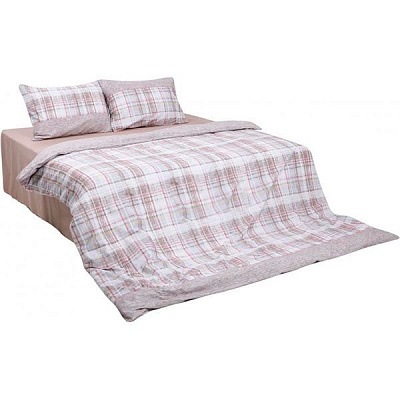 Комплект постельного белья двуспальный Underprice Клетка бежевая