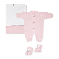 Человечек + плед и пинетки р.62 розовый 