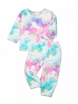 Пижама для девочек Luna Kids Единороги вельсофт р.80-86 розовый с рисунком 