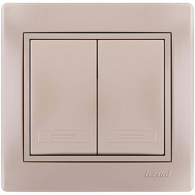 Выключатель двухклавишный Lezard Mira без подсветки 10 А 250В IP20 белый