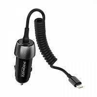 Автомобільний зарядний пристрій Promate PowerDrive-33PDI, 33 Вт, USB-C порт + Lightning кабель powerdrive-33pdi.black