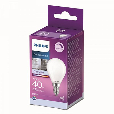 Лампа светодиодная Philips FIL DIM 4,5 Вт P45 прозрачная E14 220 В 4000 К 929002431366 