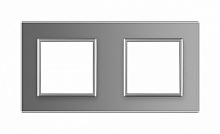 Рамка двухместная Livolo C7 универсальная серое стекло C7-SR/SR-15