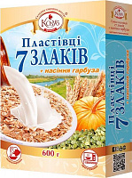 Пластівці ТМ Козуб Продукт 7 злаків + насіння гарбуза в коробці 600 г 4820094536232 