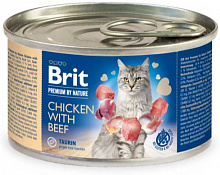 Консерва для взрослых котов Brit Premium 100614 курица и говядина 200 г