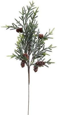 Декорация новогодняя Ветка хвойная с шишками заснеженная 65 см EPI-A3-1008HAW 