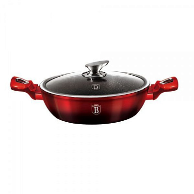 Сотейник з двома ручками та кришкою Metallic Line BLACK BURGUNDY Edition 3,8 л BH 1626N Berlinger