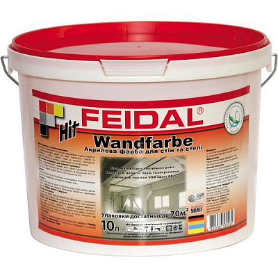 Краска акриловая Feidal Hit Wandfarbe мат белый 10л