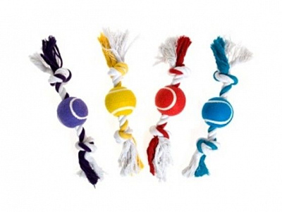 Игрушка для собак Lilli Pet Канат с узлами и теннисным мячом в ассортименте 26 см