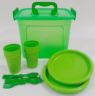 Набір для пікніка Rainbow 25 предметів зелений Flamberg Smart Kitchen