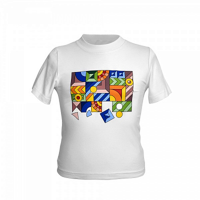 Футболка для дівчаток/для хлопчиків WP Merchandise Геометричні фігури р.140 білий FWPKIDTSGF23WT140