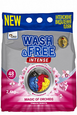 Пральний порошок для машинного та ручного прання Wash&Free Intense Магія орхідеї 2,4 кг