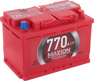Акумулятор автомобільний MAXION Premium 6СТ - 77 А2E 770 R 77А 12 B «+» праворуч