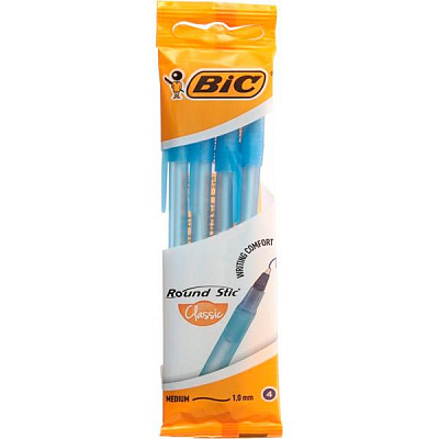 Набор ручек шариковых BIC Round Stic 4 шт. синие 