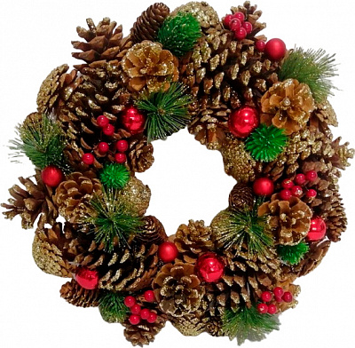 Венок хвойный с шишками и ягодами d340 мм WJ210264