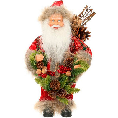 Фигура Дед Мороз лесной S17102F 30 см красно-серый