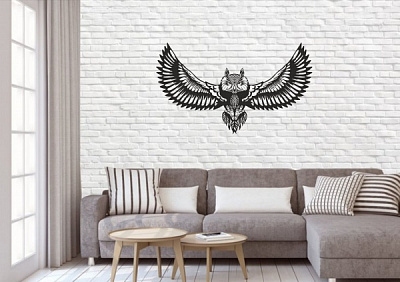 Декор настенный STEEL CHARACTER Сова 32x54 см черный 
