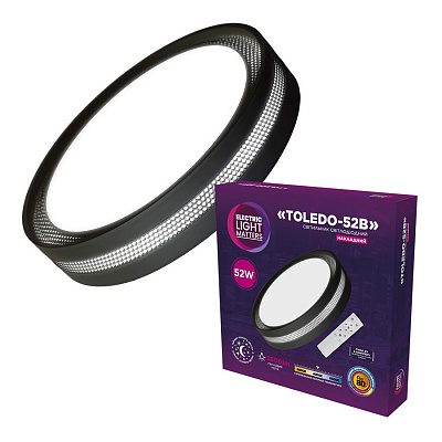 Светильник потолочный ELM LED TOLEDO D395 мм 3000-6500 К, 3600lm, пульт ДУ 52 Вт черный 26-0136