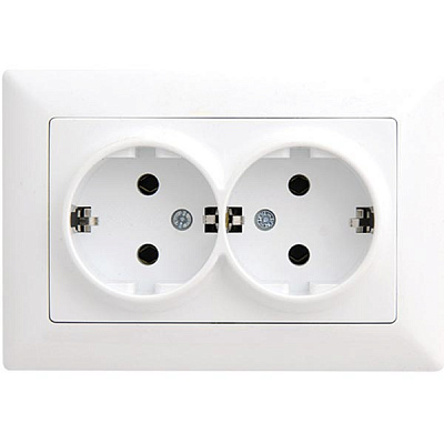 Розетка двойная с заземлением Gunsan Visage без шторок белый
