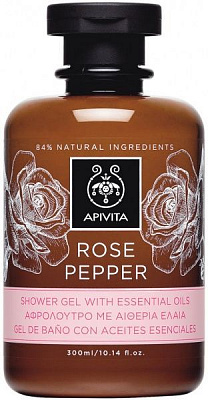 Гель для душа Apivita Rose pepper с эфирными маслами 300 мл