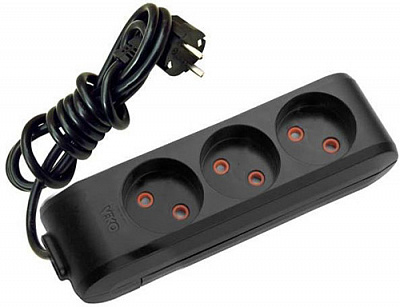 Удлинитель 16 А 230 В без заземления 3 гн. черный 5 м 90132305 