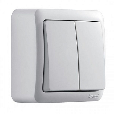 Вимикач двоклавішний Lezard Viola 16 А 250В білий 751-0200-101