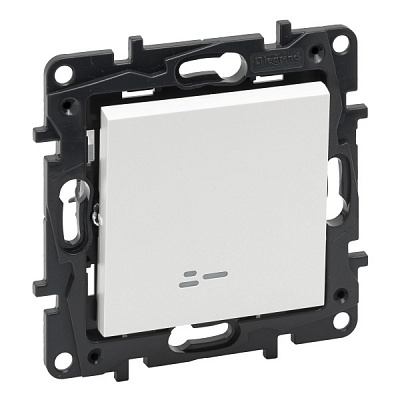 Вимикач одноклавішний Niloe Step 863111 з підсвіткою білий