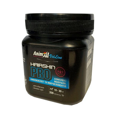 Вітамінно-мінеральний комплекс Animall Vetline Hair Skin PRO для собак середніх порід 200 табл./1 г