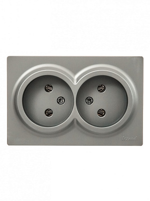 Розетка накладная двойная бытовая без заземления Lezard LETO IP20 платина 752-3500-128B
