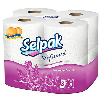 Туалетная бумага Selpak Perfumed Lavender Dream трехслойная 8 шт.