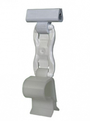 Тримач цінника для гастроємностей білий: кліпса ніжка 50 мм 5 шт.