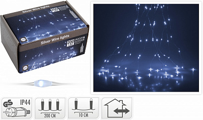 Электрогирлянда холодный белый встроенный светодиод (LED) 200 ламп 2 м 