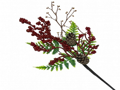 Веточка декоративная № 3 с калиной 35 см 