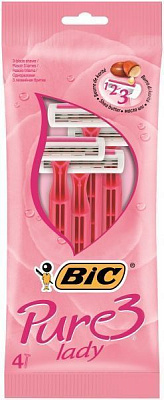 Станки одноразові BIC Pure 3 Lady Pink 4 шт.